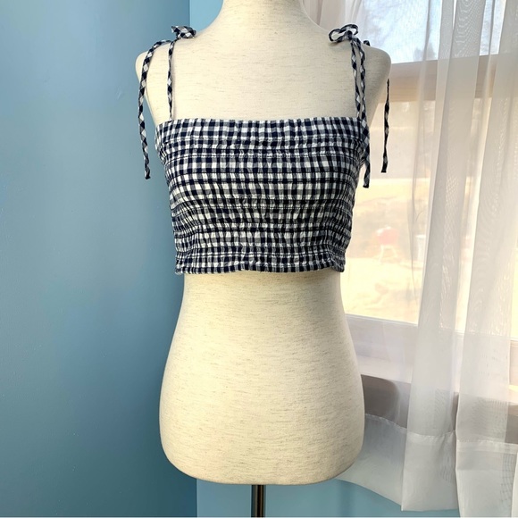 NWT J. Crew Black Gingham Smocked Halter Top - Picture 6 of 7